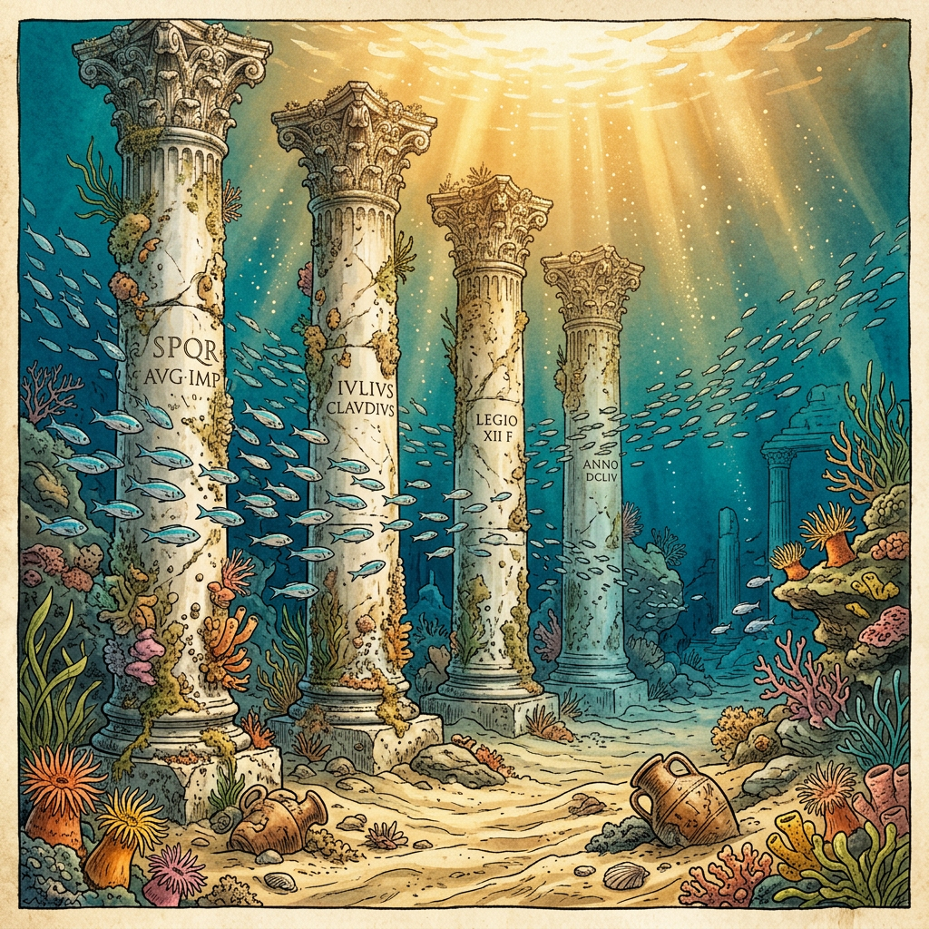 Sunken 2nd-Century Roman 'Merchant Fleet Coordination Hub' and Intact Marble Navigation Pillars Identified off the Coast of Sicily