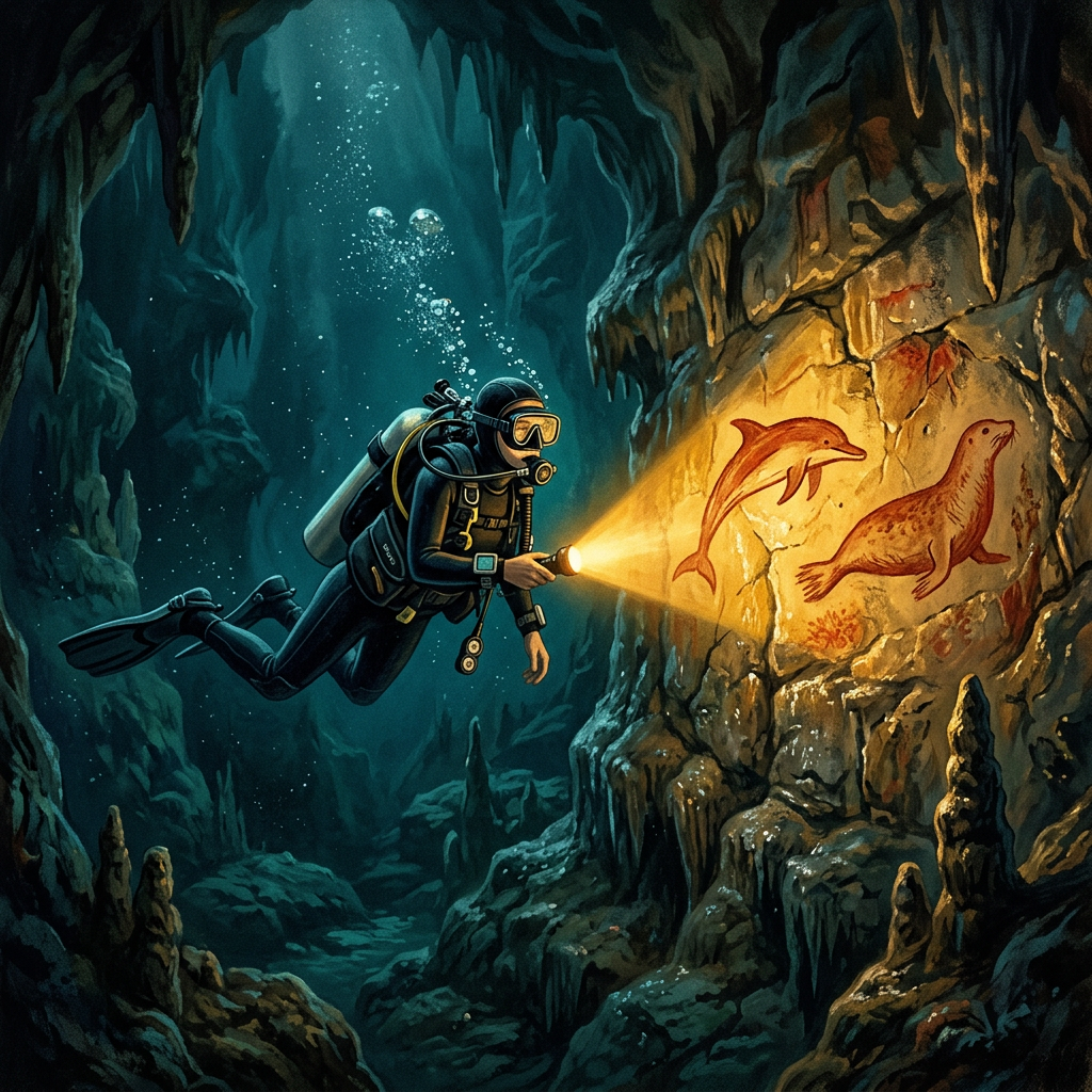 Discovery of a 25,000-Year-Old 'Marine Hunter' Cave Art Gallery in a Submerged Grotto in the Adriatic Sea off Croatia