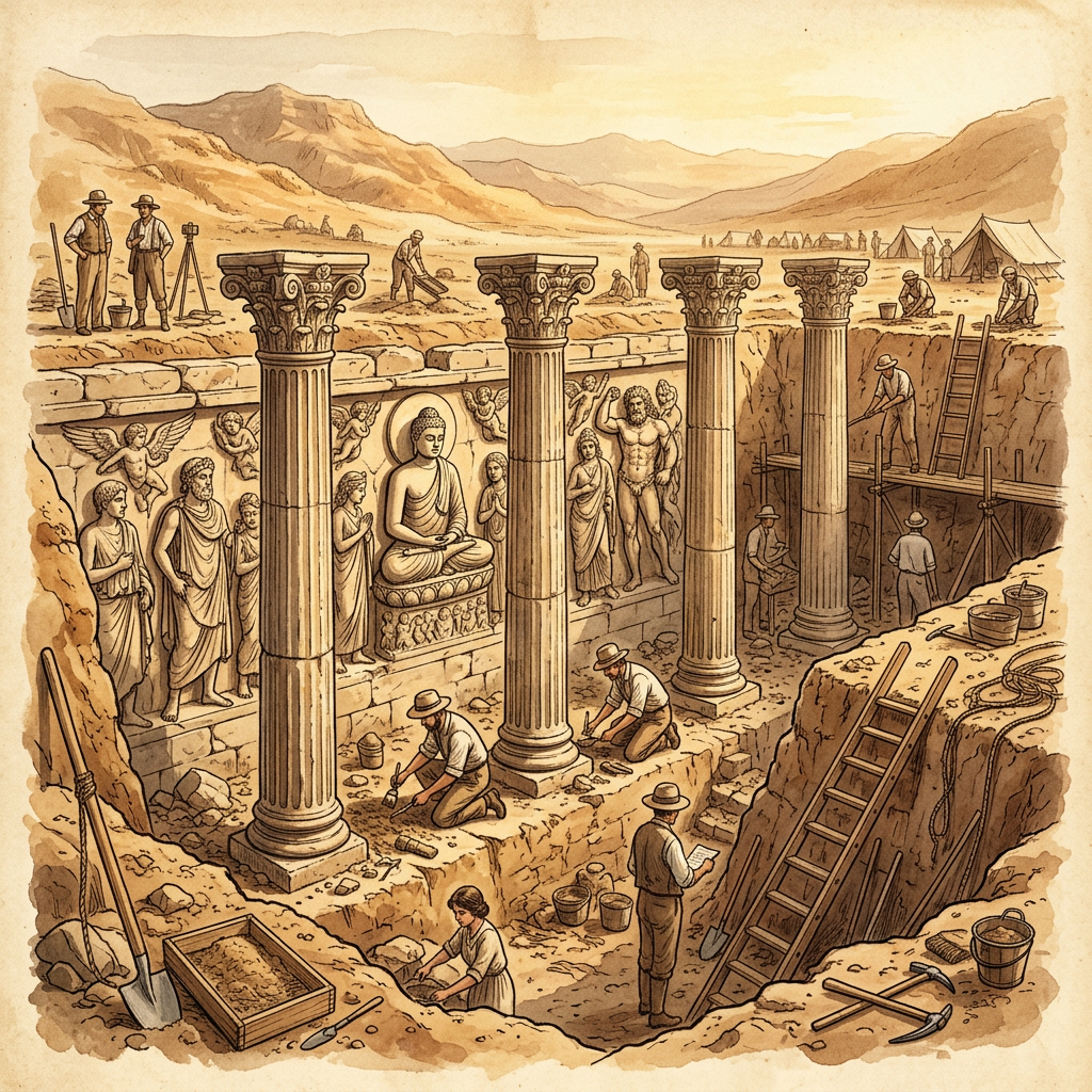 Rare 2nd-Century 'Kushan' Era Buddhist Temple with Hellenistic Friezes Excavated in Southern Uzbekistan