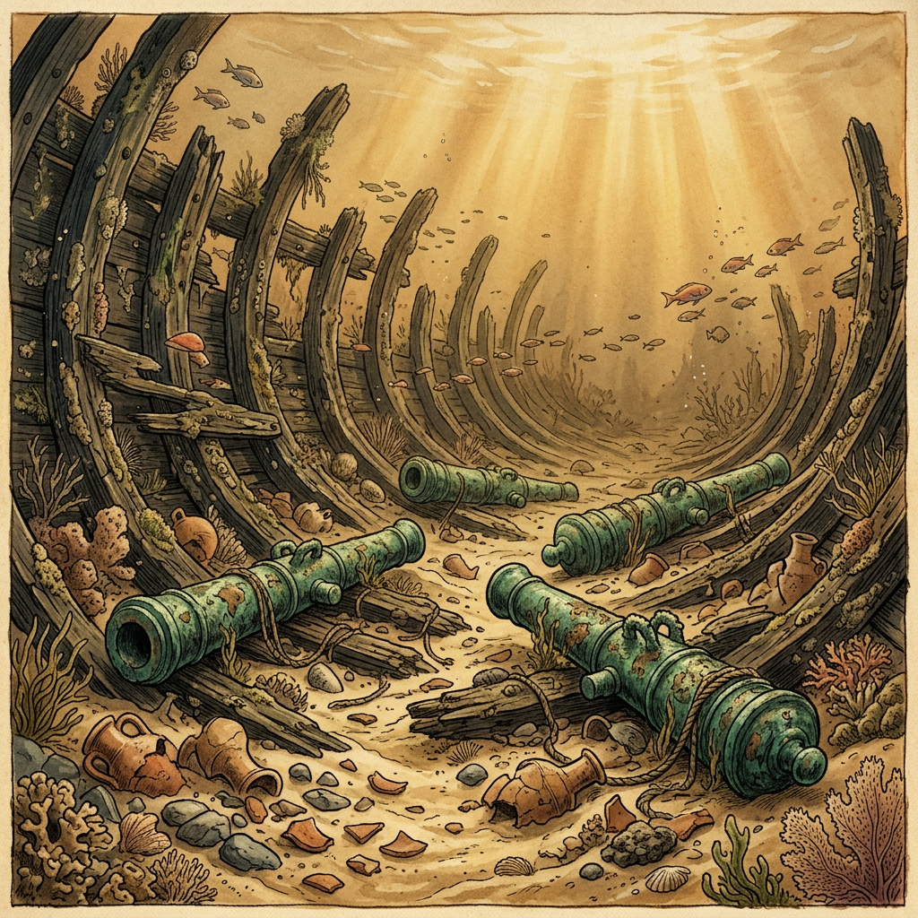 Submerged 17th-Century 'Barbary Corsair' Shipwreck Identified off the Coast of Algiers with Intact Bronze Cannons