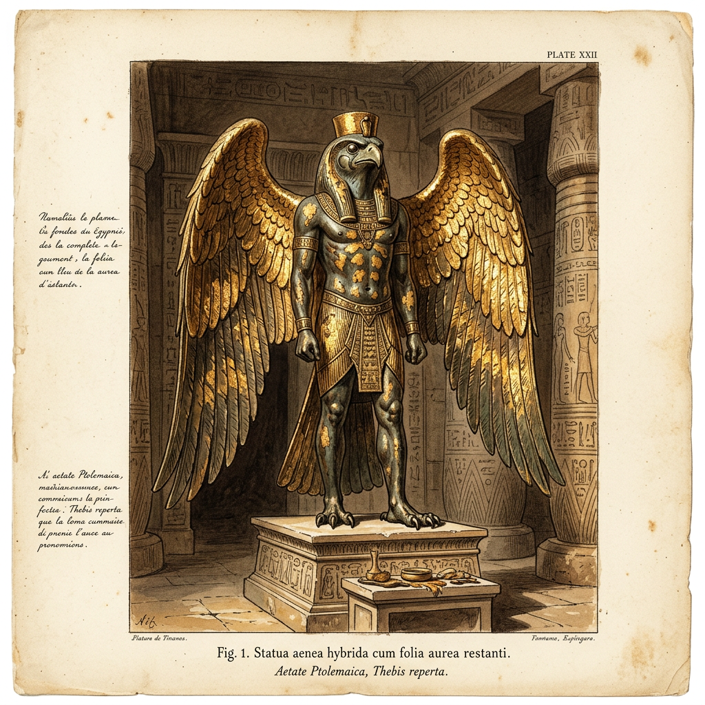 Unprecedented 3,000-Year-Old 'Bronze Bird-Man' Sculpture with Gold Leaf Uncovered at Sanxingdui Ritual Pit No. 9