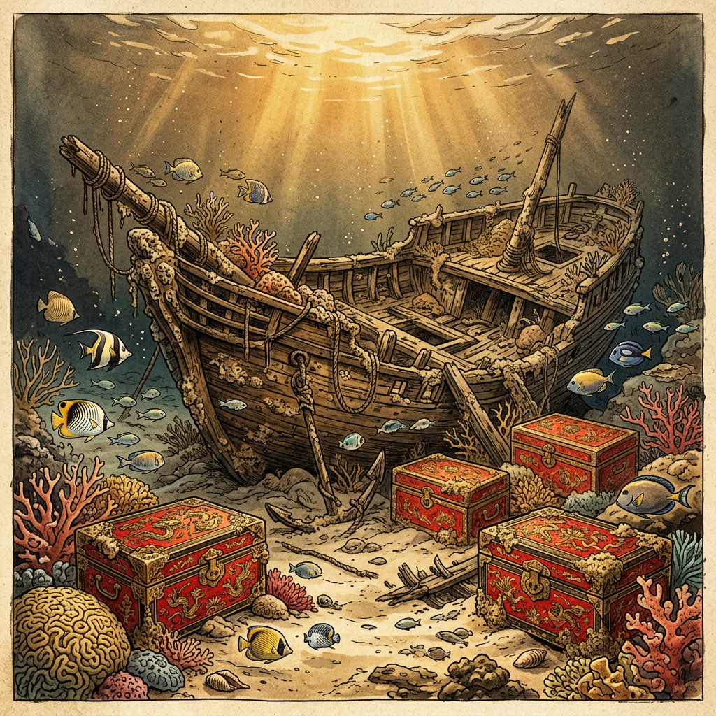 Sunken 15th-Century 'Ryukyu Kingdom' Trading Vessel Located off the Coast of Okinawa with Cargo of Lacquerware