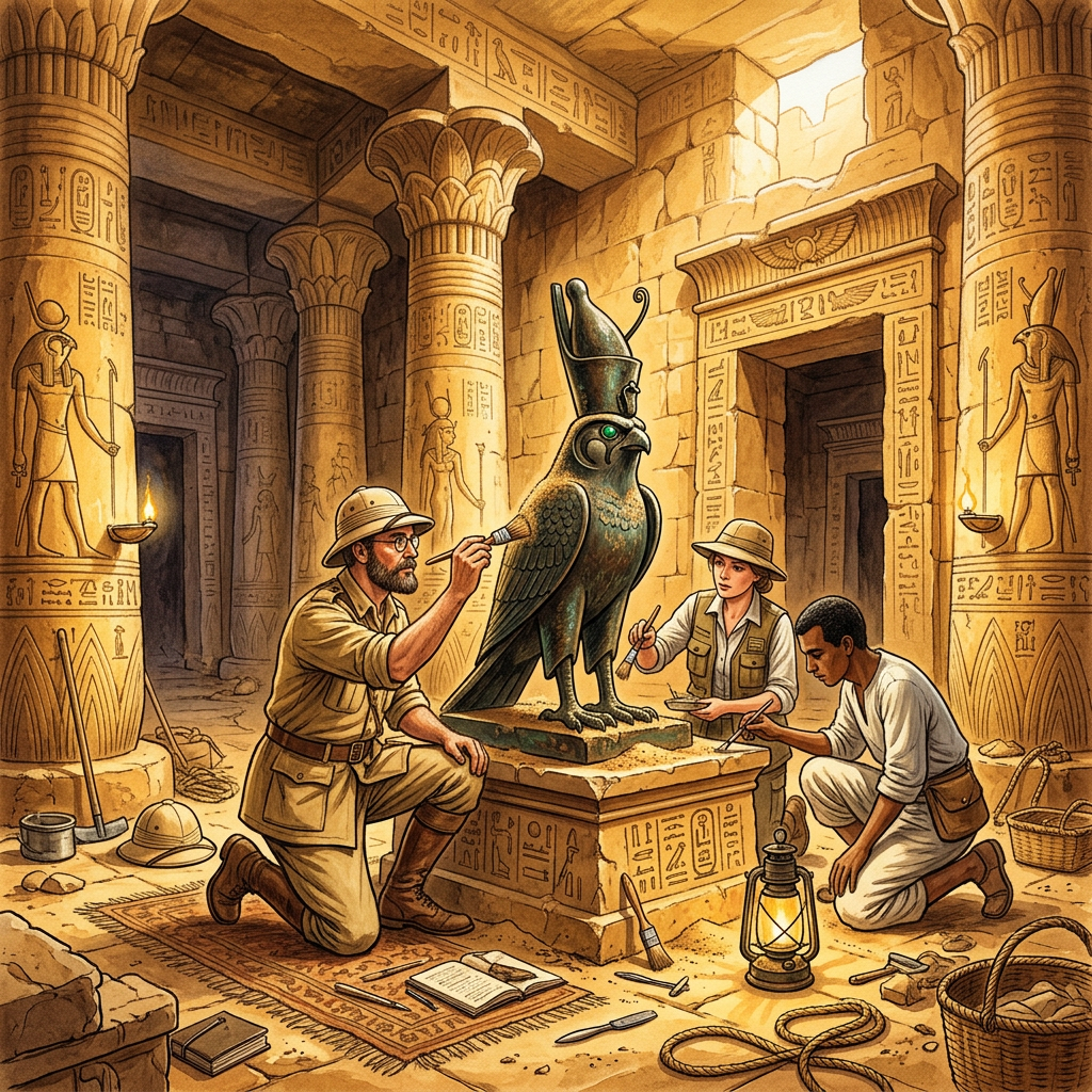 Archaeologists Uncover 2,500-Year-Old 'Temple of the Falcon' in Egypt’s Western Desert Featuring Emerald-Encrusted Votives