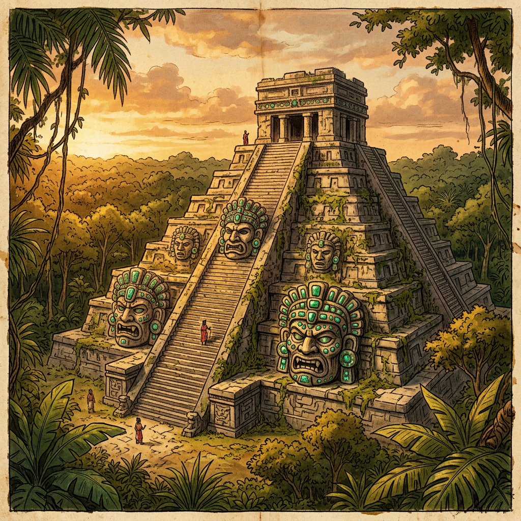 Pre-Classic Maya 'Temple of the Maize-Lord' with Jade-Inlaid Stucco Masks and Solar-Aligned Staircase Discovered in Chiapas, Mexico