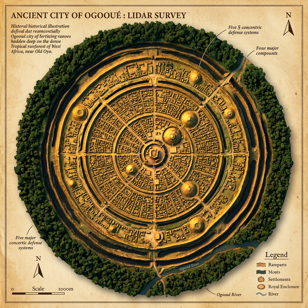 LiDAR Mapping in the Congo Basin Identifies a Massive 1,500-Year-Old 'Bantu Fortress' and Defensive Earthworks