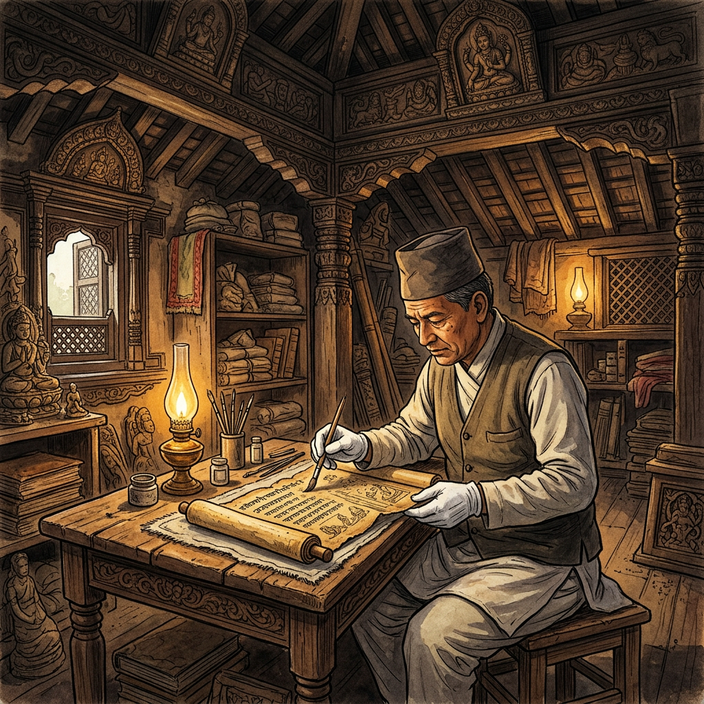 Restoration of 14th-Century 'Malla' Dynasty Wooden Temple in Bhaktapur Reveals Hidden Tantric Manuscripts