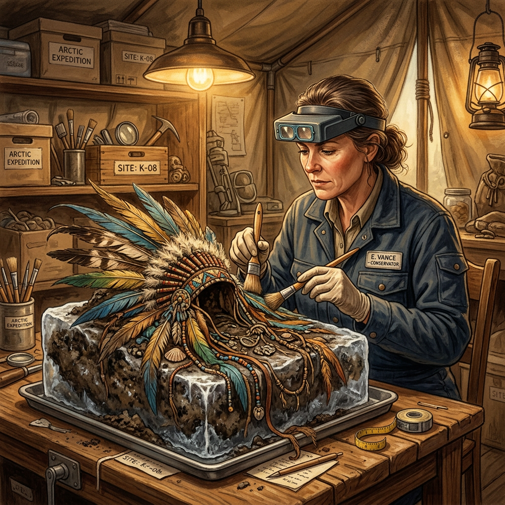 Thawing Permafrost in the Lena River Basin Reveals 6,000-Year-Old 'Shamanic' Burial with Intact Feathered Headdresses