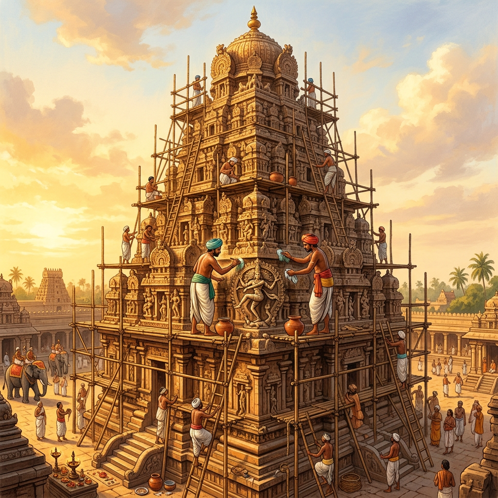 Major Restoration of 12th-Century 'Later-Chola' Era Brihadisvara Temple at Gangaikonda Cholapuram Begins