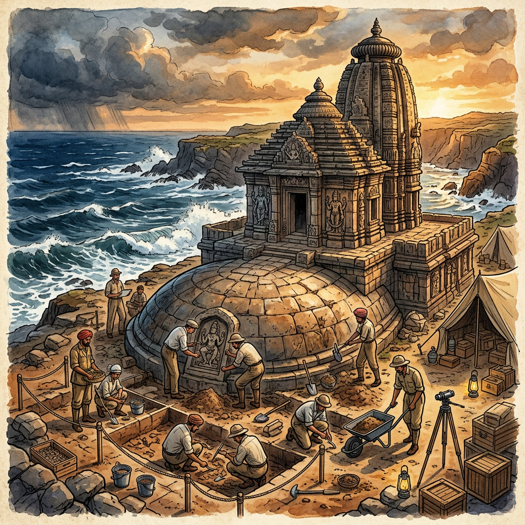 12th-Century 'Gajapati' Dynasty Maritime Shrine with Unique 'Turtle-Foundation' Uncovered in Coastal Odisha