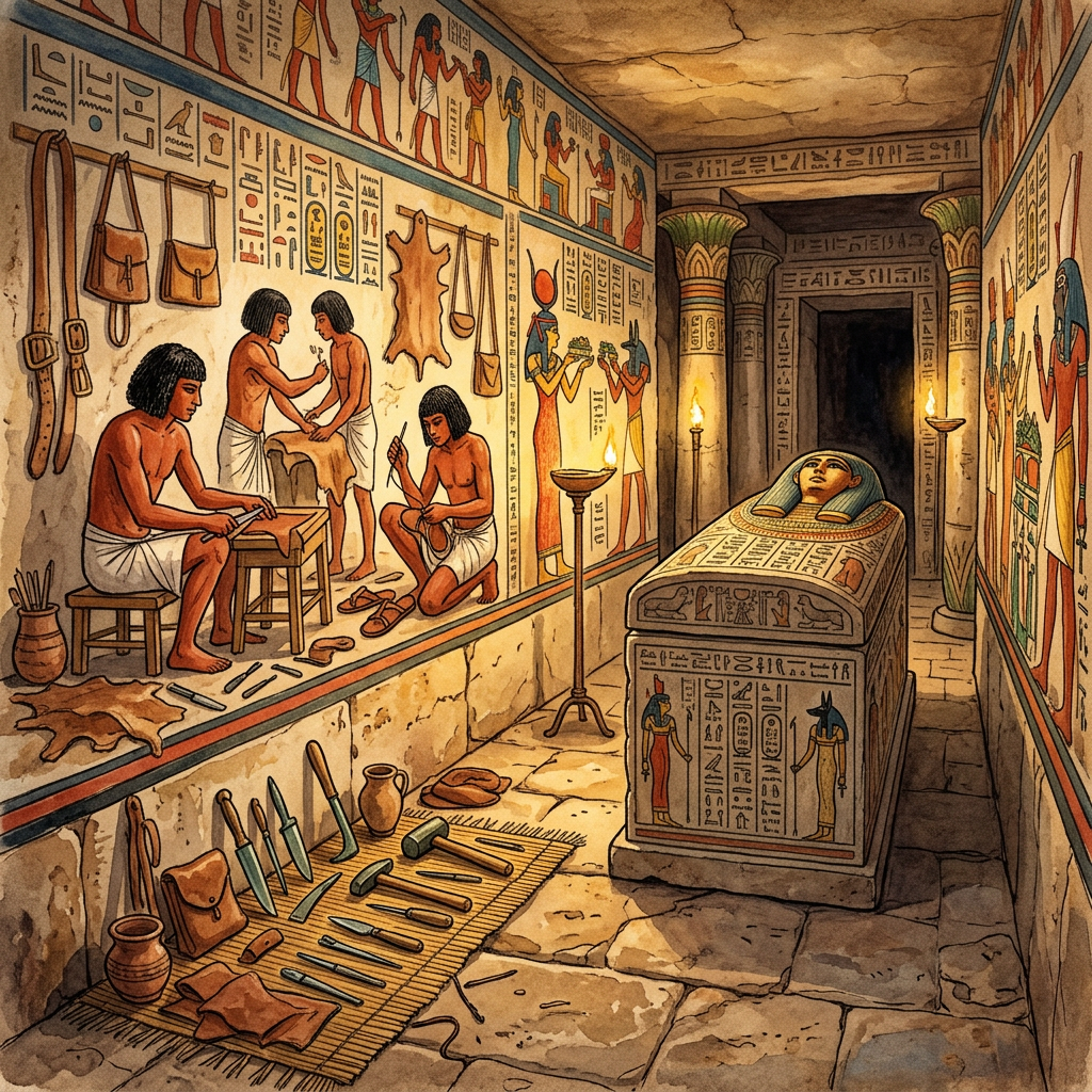 Pristine 26th-Dynasty 'Master of the Royal Sandal-Makers' Tomb Uncovered in Saqqara with Rare Painted Leather Samples