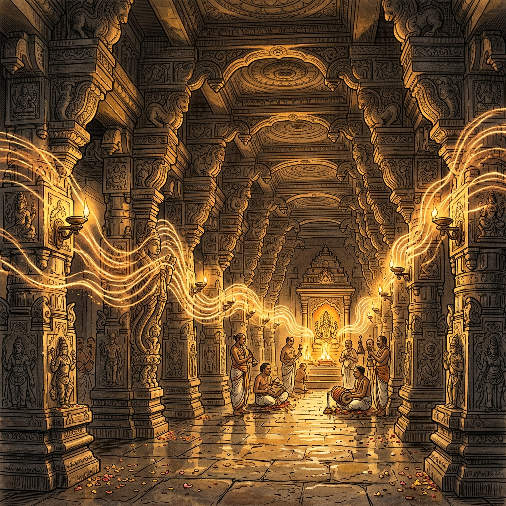 Quantum Study of Acoustic Frequencies in the Brihadeeswarar Temple Hallways Reveals Sound-Healing Secrets