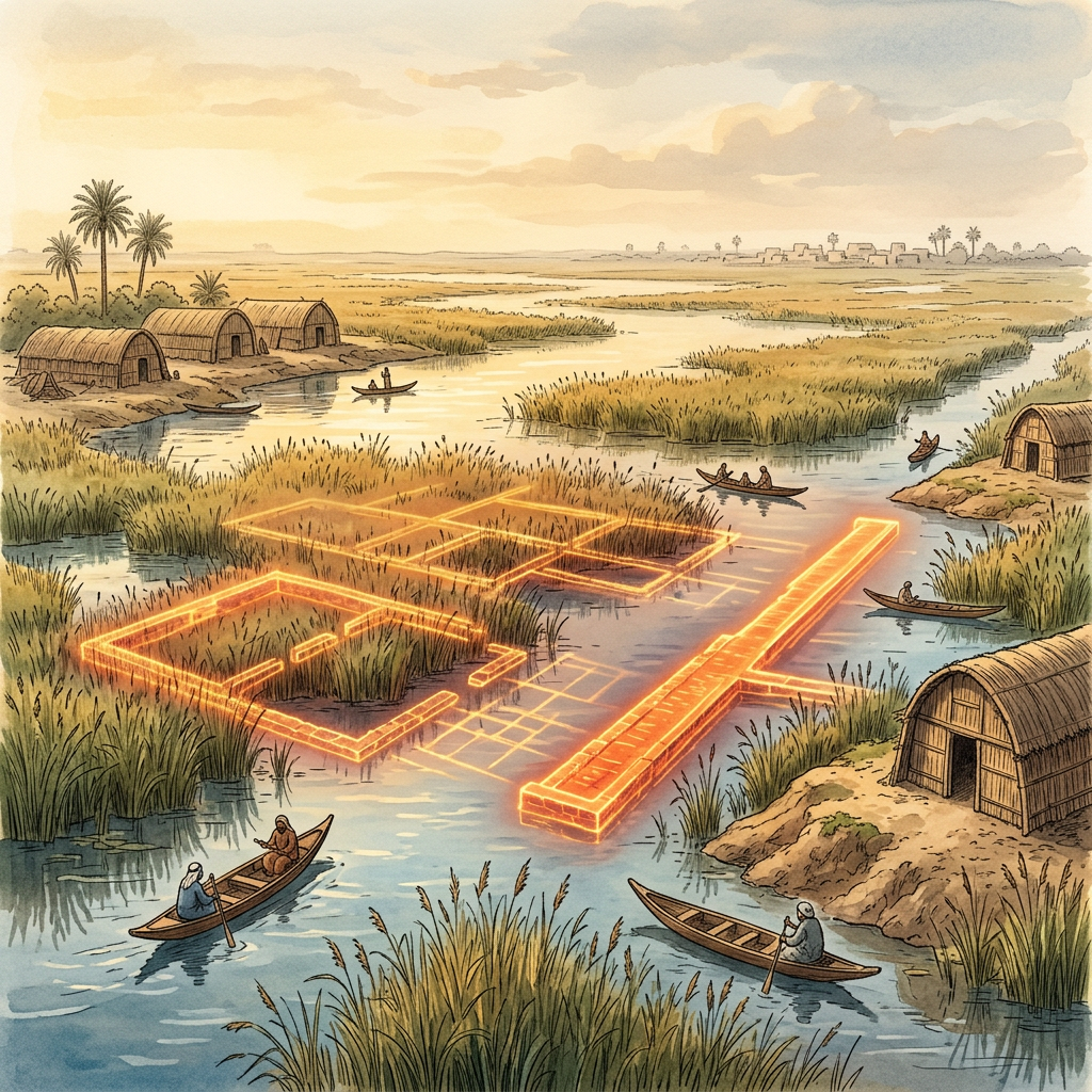 Thermal Satellite Imaging Identifies 4,500-Year-Old 'Lost Sumerian River Port' in Southern Iraq’s Marshes
