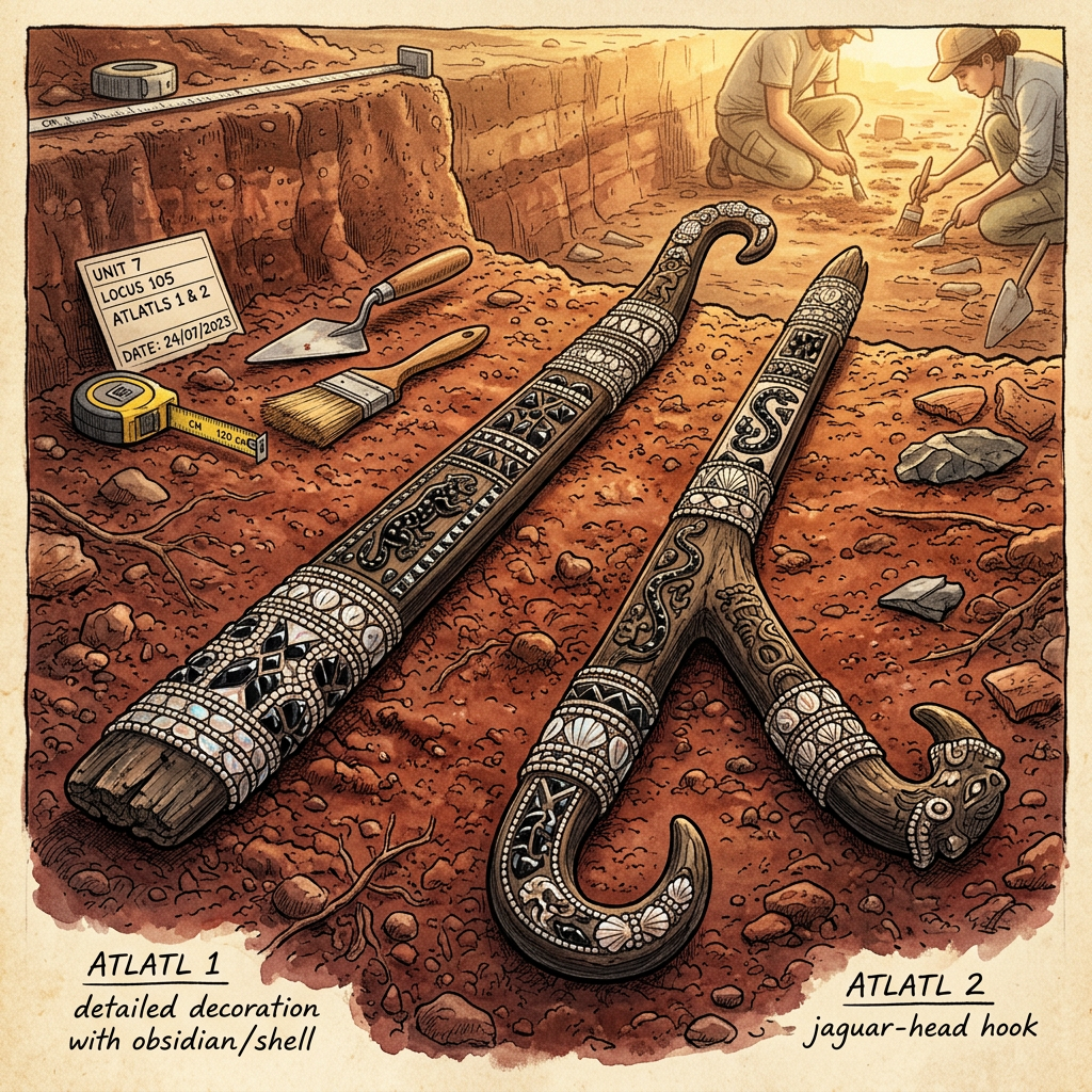 Rare 'Obsidian-Inlaid' Ritual Atlatls Found in Central Mexico Link Epiclassic Traditions to 'Festival of the Dart-Thrower'