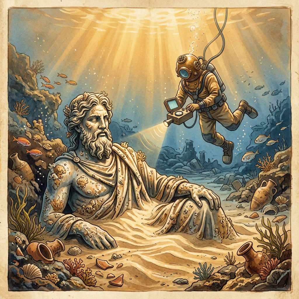 Submerged 2nd-Century Roman 'Floating Theater' Foundations and Intact Marble Statues Identified off the Coast of Baiae