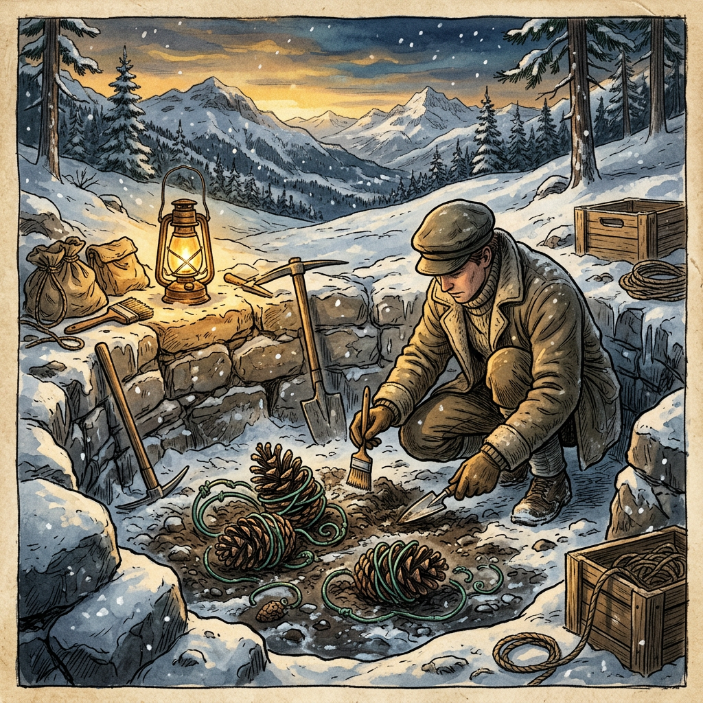 Archaeologists in the Swiss Alps Uncover 'Copper-Bound' Pinecone Votives Linked to 3,000-Year-Old 'Avalanche-Warding' Festivals