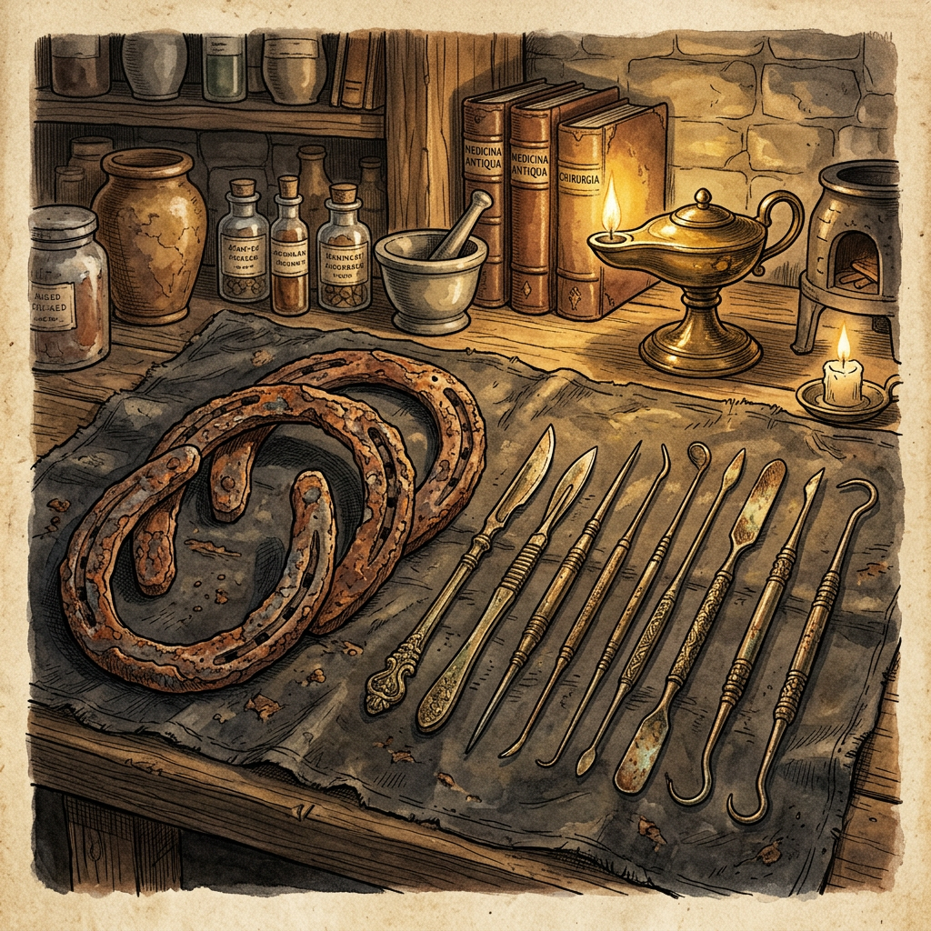 2nd-Century Roman 'Cavalry Farrier’s Workshop' with Intact Iron Horseshoes and Veterinary Tools Found in Britain