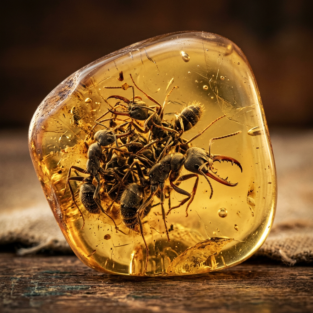 100-Million-Year-Old 'Colony of Titan-Ants' Preserved in Burmese Amber Reveals Complex Early Social Structures