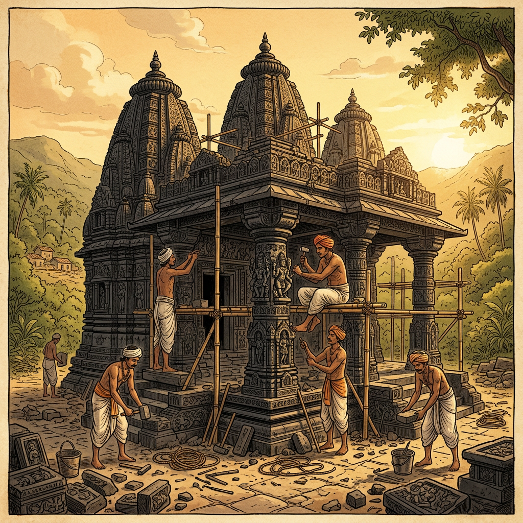 Restoration of 12th-Century 'Kakatiya' Trikuta Temple in Telangana's Mulugu District Reveals Hidden 'Sand-Siphon' Foundation Technology