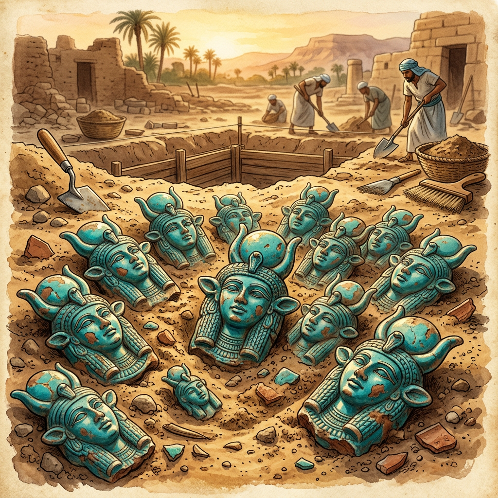Blue-Glazed "Hathor Sistrums" Found in the Nile Delta Reveal Logistics of Ancient Egyptian Festivals of Joy