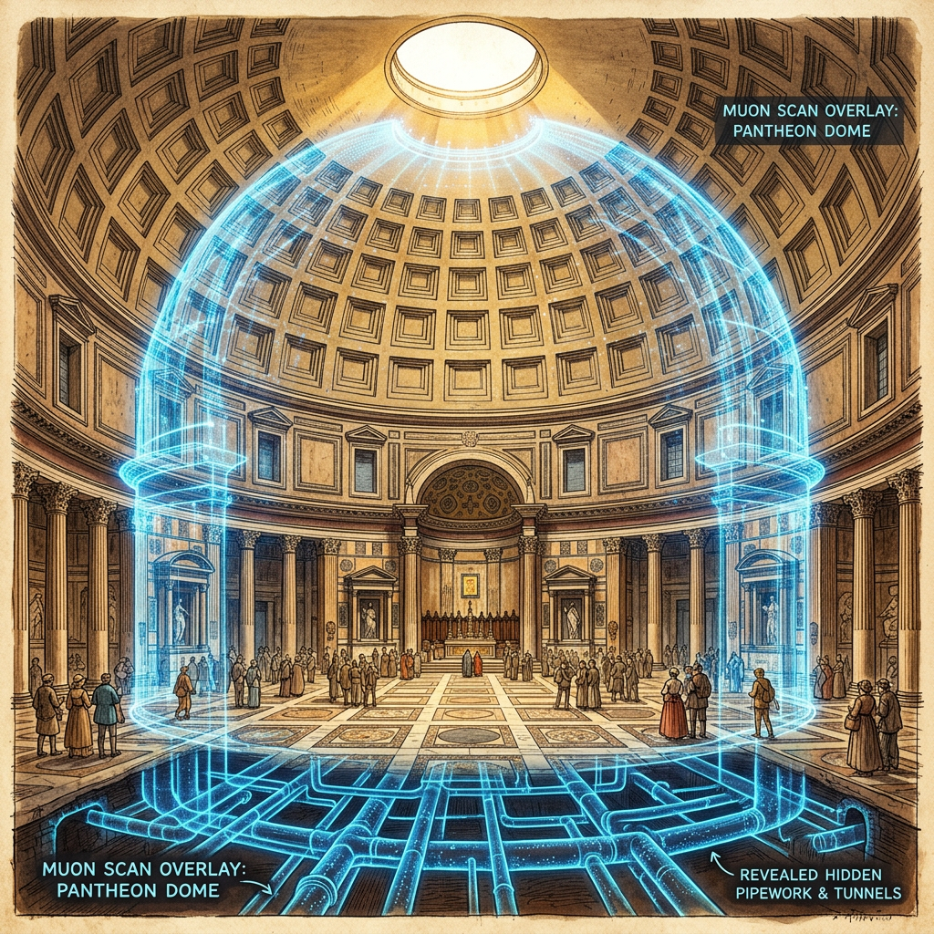 Breakthrough Heritage Tech: 'Sub-Atomic Muon Tomography' Uncovers Hidden Hydraulic Galleries Beneath the Pantheon in Rome