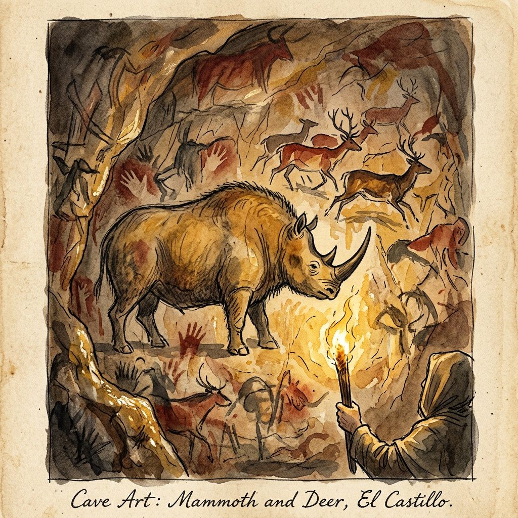 15,000-Year-Old 'Ice Age' Rock Paintings of Extinct Megafauna Discovered in Spain's Cantabrian Mountains