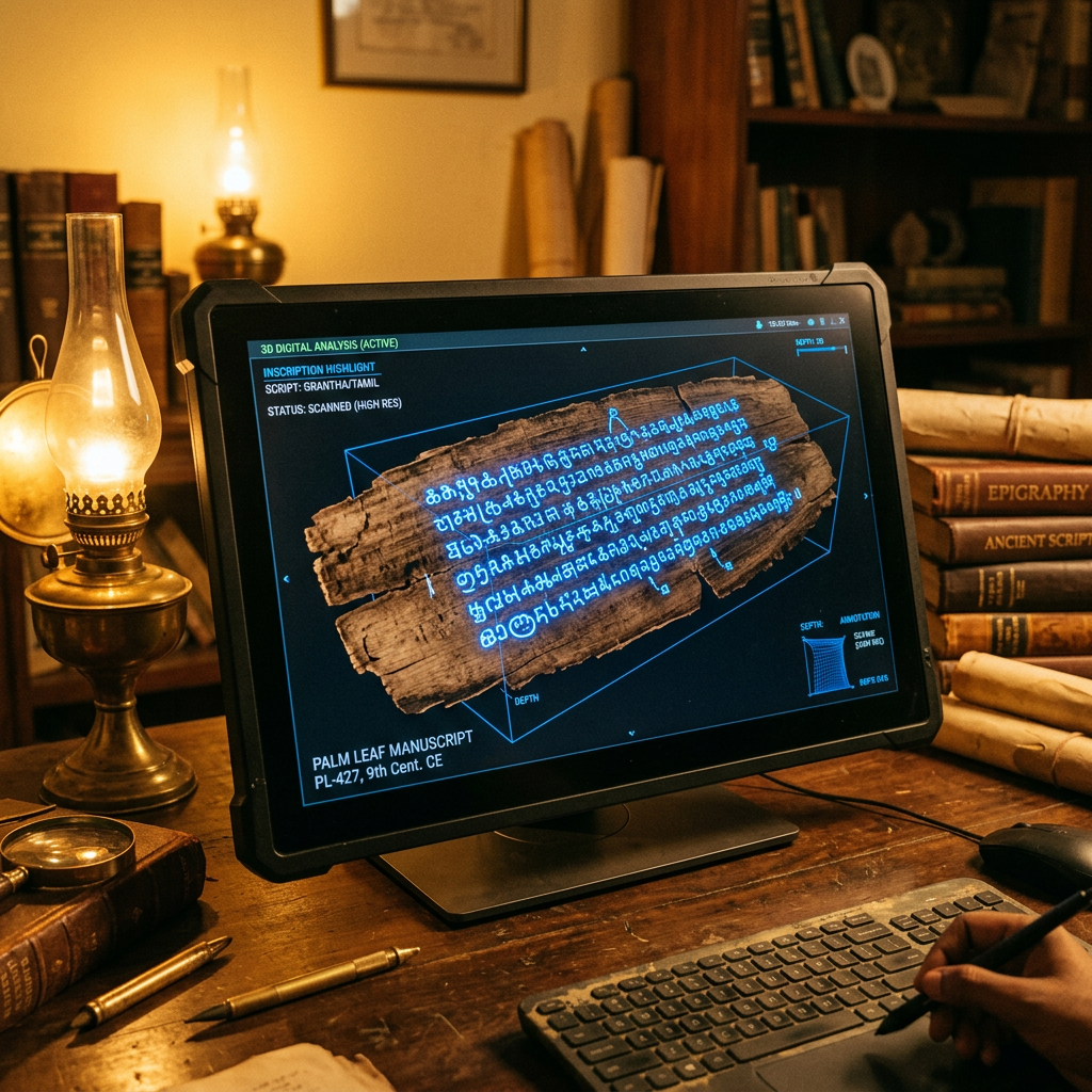 AI Decodes 10th-Century 'Vak-Sudha' Palm Leaves in Thanjavur, Linking Phonetics to the 'Ethics of Stillness'