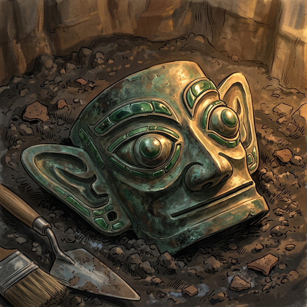 3,000-Year-Old 'Jade-Studded Ritual Mask' Found in New Sanxingdui Pit Challenges Early Chinese Trade Theories