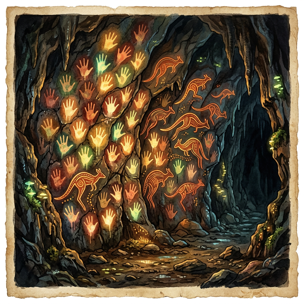 30,000-Year-Old 'Rainbow-Stenciled' Rock Art Utilizing Phosphorescent Clays Discovered in the Australian Blue Mountains