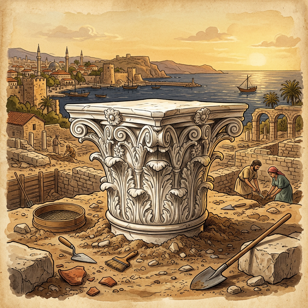 Significant 2nd-Century BCE 'Temple of Apollo' with Intact Ionic Capital Unearthed in Ancient Halicarnassus, Turkey