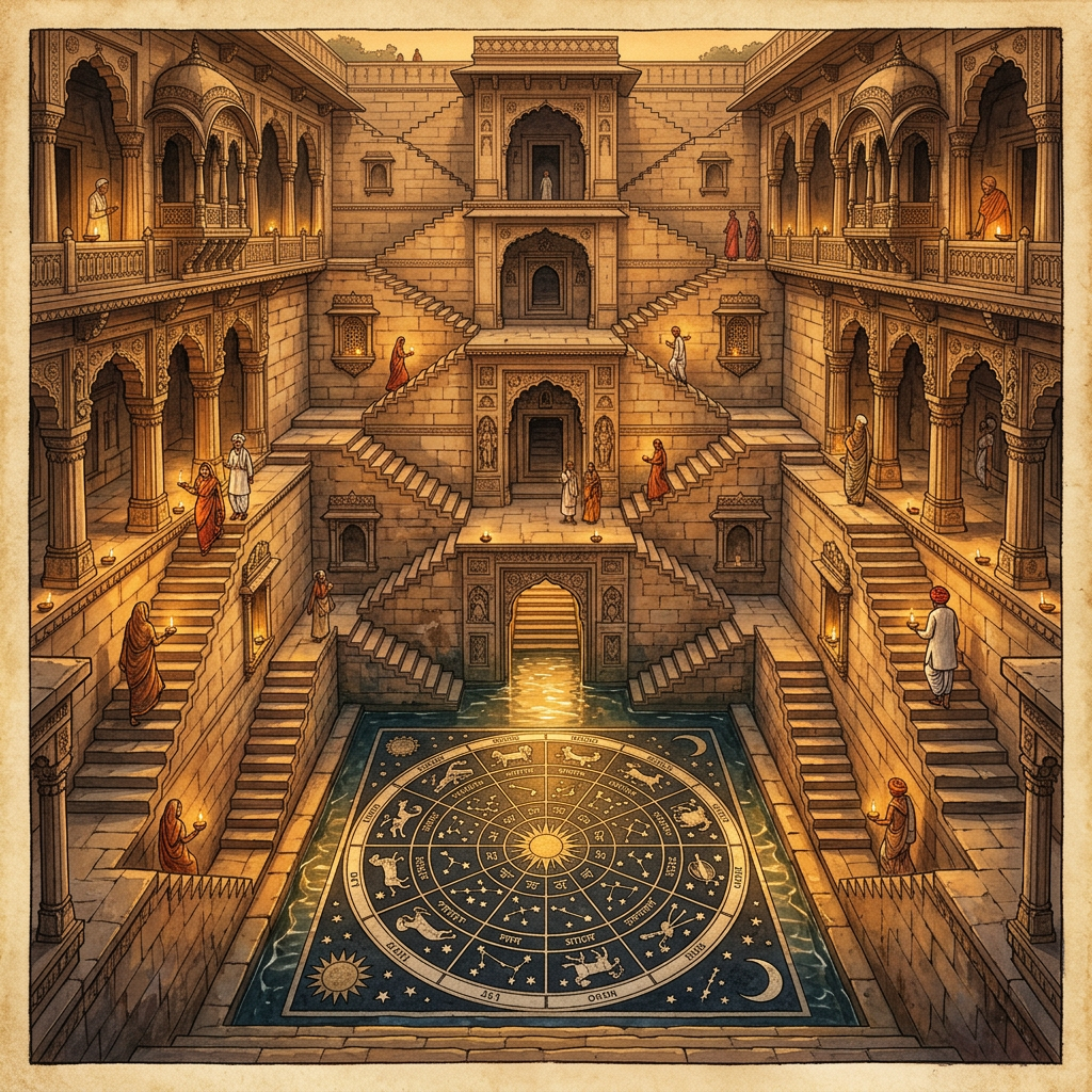 Rare 10th-Century 'Pratihara' Style Step-Temple with Unique 'Star-Mapping' Floor Mosaic Discovered in Rajasthan