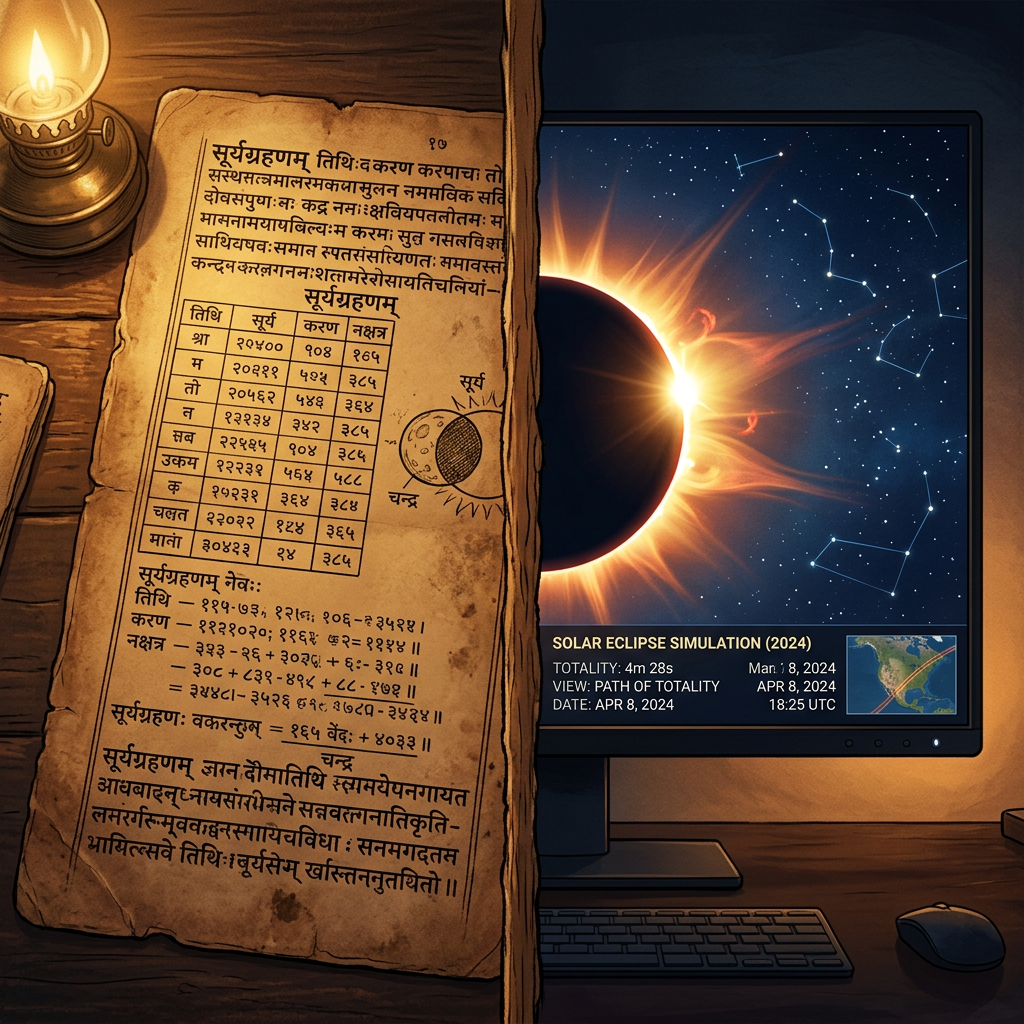 Computational Analysis of 11th-Century 'Jyotir-Karana' Manuscripts Reveals Early Sanskrit Algorithms for Modeling Non-Linear Solar Disc Perturbations during Eclipses