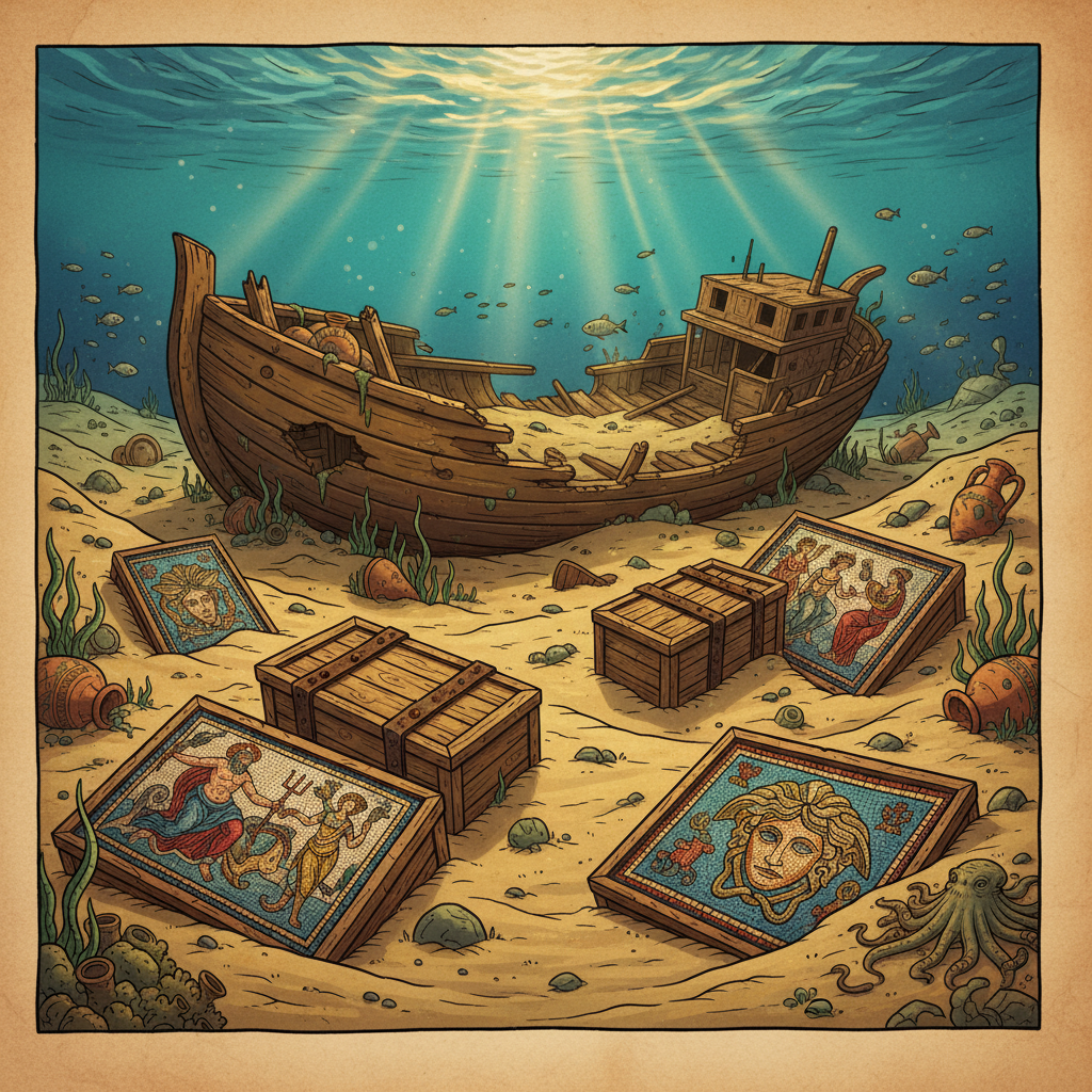 Sunken 2nd-Century Roman 'Imperial Mosaic-Carrier' Identified off the Coast of Sardinia with Intact Mythological Panels