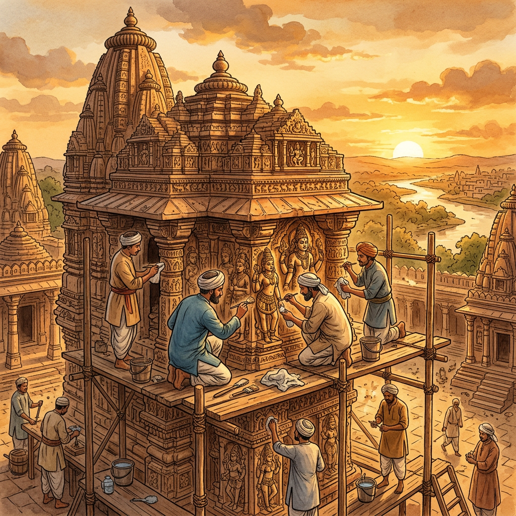 Restoration of 11th-Century 'Gahadavala' Dynasty Sun Temple in Rural Mirzapur Uncovers Hidden Acoustic Vents