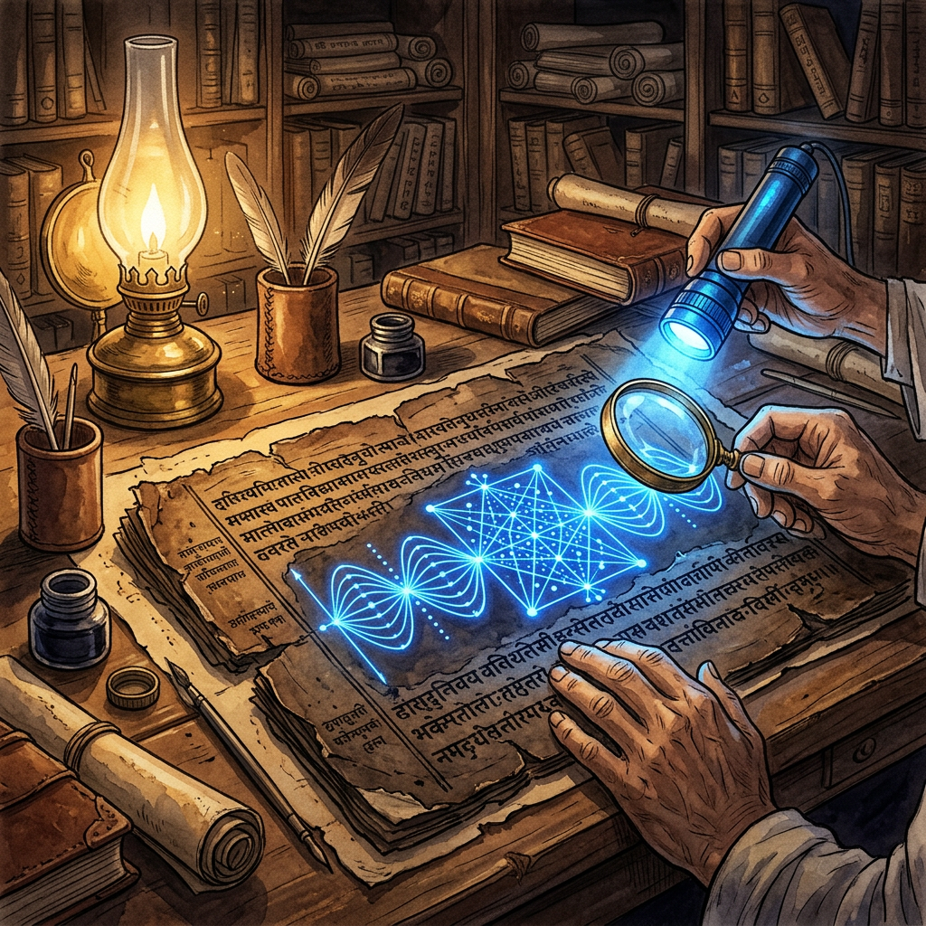 AI-Driven Decipherment of 5th-Century Sanskrit Palimpsests Unveils Early Indian Theories on Light-Diffraction Grates