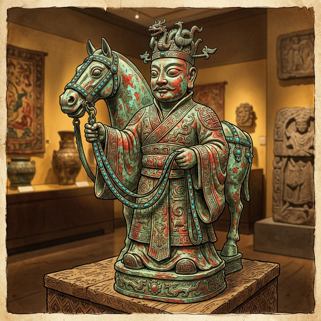 3,200-Year-Old 'Sanxingdui' Ritual Pit No. 16 Yields Rare 'Bronze Celestial-Charioteer' with Intact Turquoise-Inlaid Reins