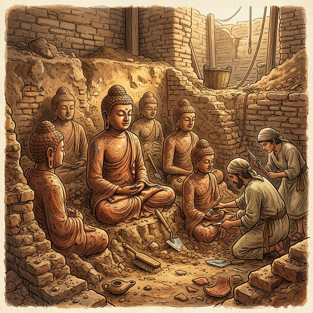 Significant 9th-Century 'Dvaravati' Era Brick Temple Featuring Intact Terracotta Deities Uncovered in Thailand’s Nakhon Sawan Province