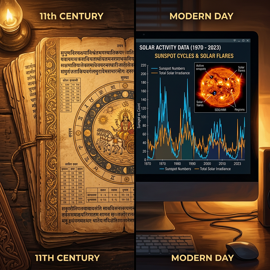 Computational Study of 11th-Century 'Siddhanta Sara' Manuscripts Reveals Early Sanskrit Algorithms for Modeling Non-Linear Solar Flare Cycles