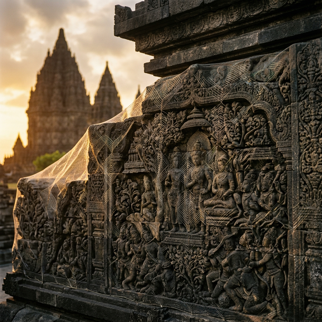 Innovative 'Graphene-Nano-Mesh' Deployed to Protect the Stone Reliefs of Candi Prambanan from Volcanic Ash