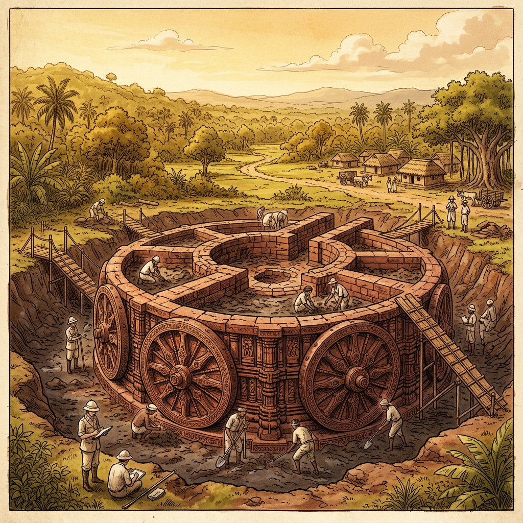 10th-Century 'Somavamsi' Era Surya Temple with Intact Stone 'Chakra' Foundations Unearthed in Rural Odisha