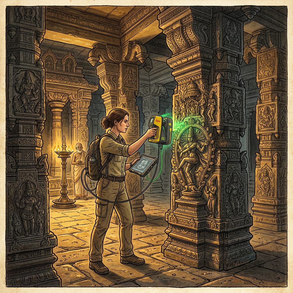 Architectural Survey of Airavatesvara Temple Reveals Mathematical Precision in Sound-Producing Pillars