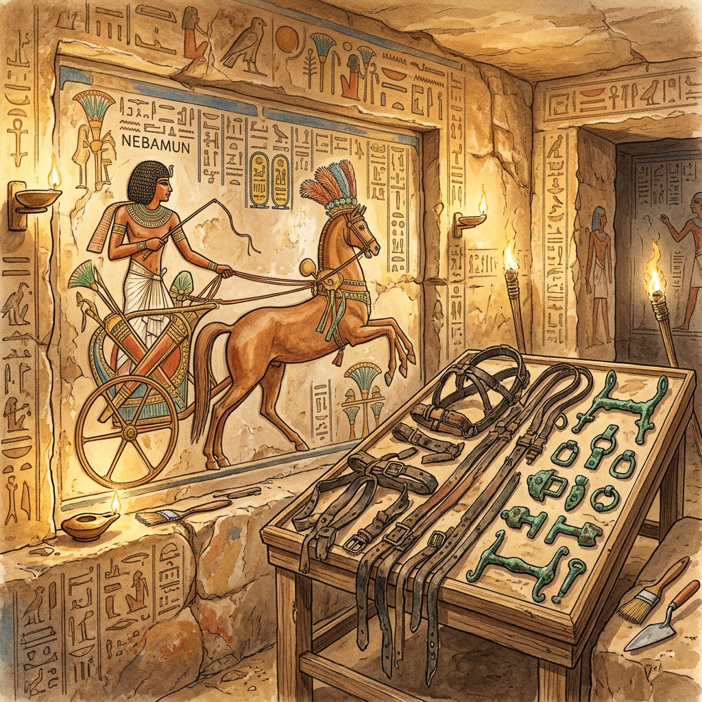 Intact 19th-Dynasty 'Master of the Royal Charioteers' Tomb Uncovered in Saqqara with Rare Leather Harnesses