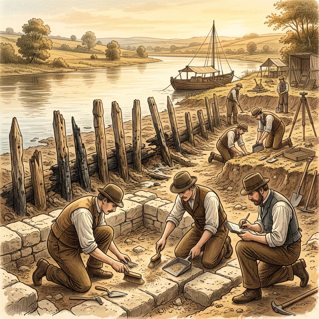 Excavation of a 2nd-Century 'Roman Riverine Signal Post' and Lead Ingots Discovered Along the River Tyne