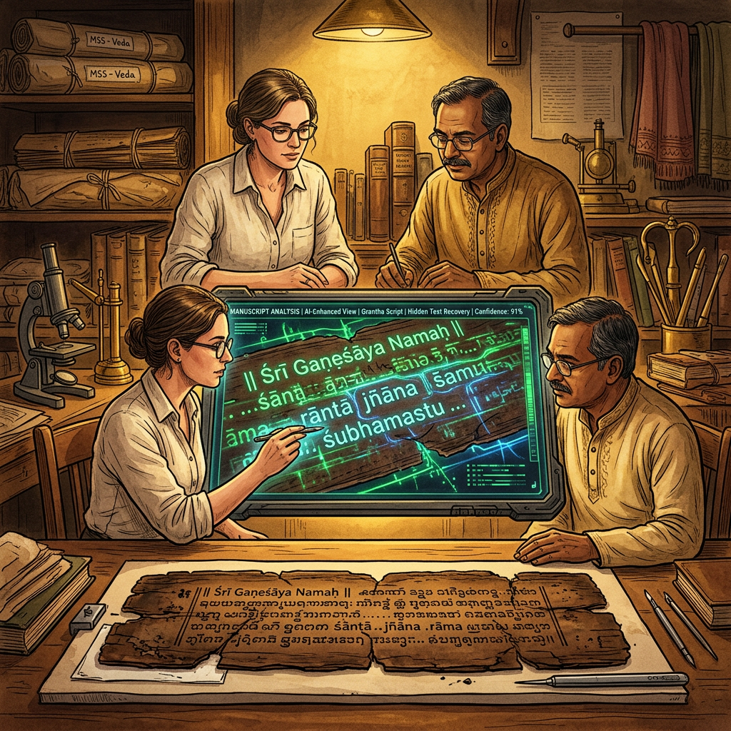 AI Decodes 10th-Century 'Sabda-Prana-Siddhi' Palm Leaves in Tanjore Detailing the 'Philosophy of Vocal Vitality'