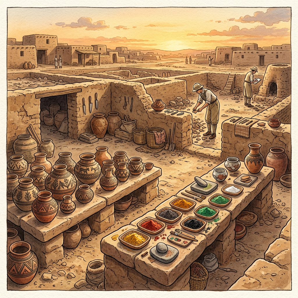 4,500-Year-Old 'Harappan Pottery-Painting Studio' and Intact Mineral Pigment Trays Uncovered in Rural Rajasthan