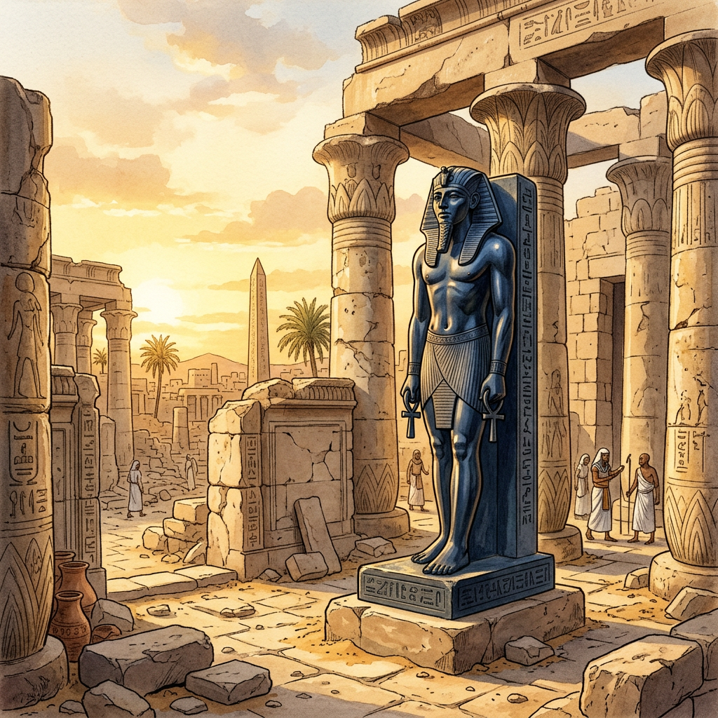 Archaeologists Unearth 2,200-Year-Old 'Temple of the Sun' Annex at Egypt’s Heliopolis with Unique Blue-Basalt Statuary