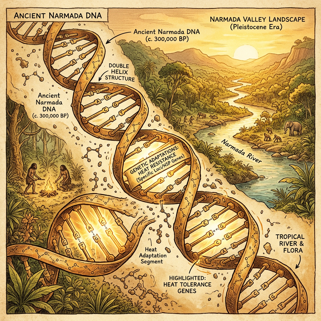 Genomic Analysis of 12,000-Year-Old 'Narmada-Tapti' Interfluve Remains Identifies Earliest Genetic Adaptation to Endemic Heat-Induced Oxidative Stress