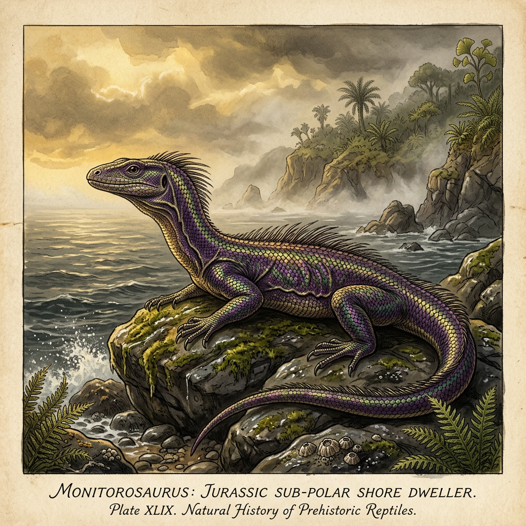 Fossilized 145-Million-Year-Old 'Feathered Polar Monitor' with Iridescent Scales Identified in the Falkland Islands