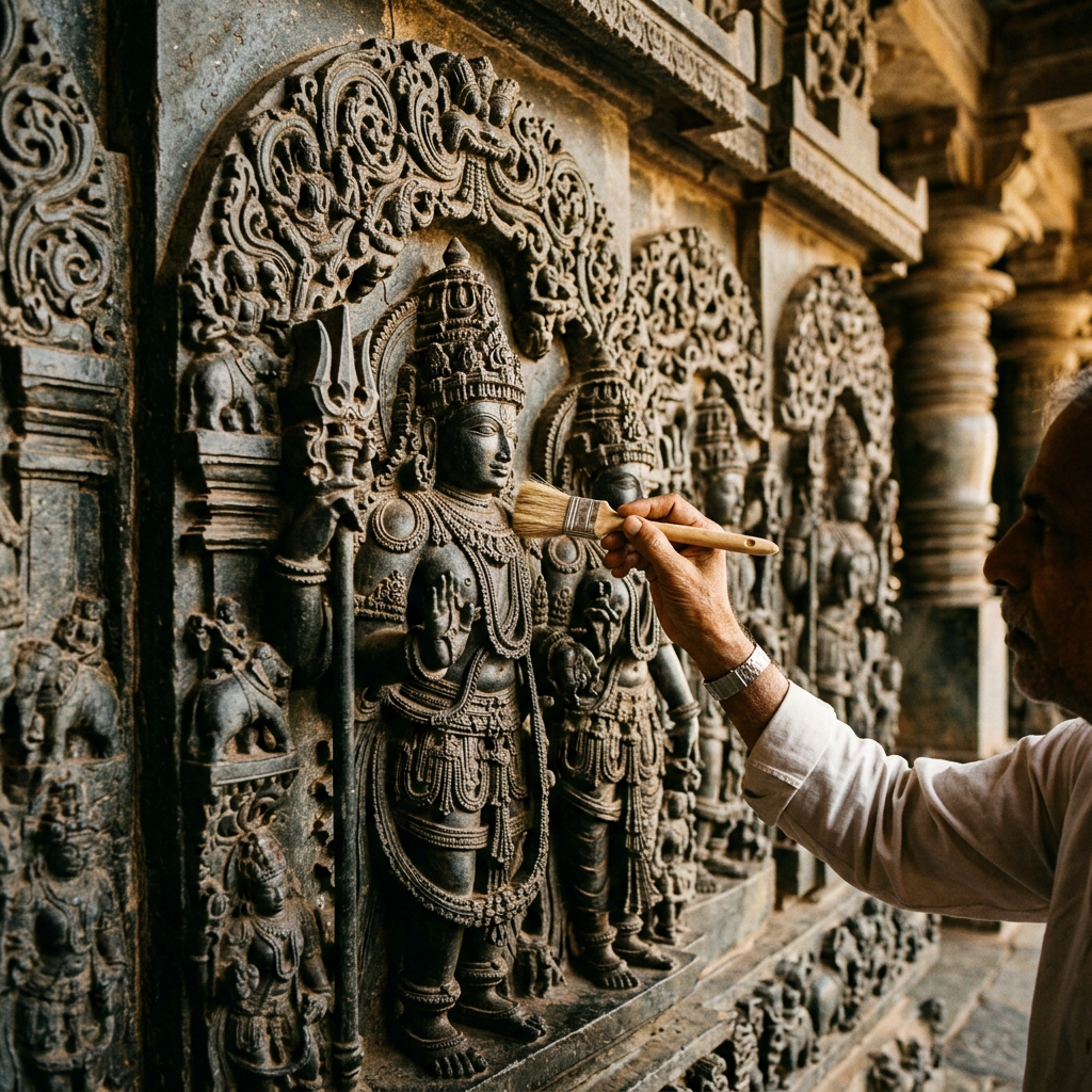 Restoration of 12th-Century 'Laxmi Narasimha' Hoysala Temple in Nuggehalli Reveals Intact 'Dashavatara' Sculptures