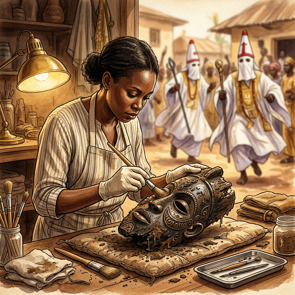 Excavation of 2,000-Year-Old 'Eyo' Mask Fragments in Lagos Lagoon Points to Ancient Roots of Nigerian Masquerades