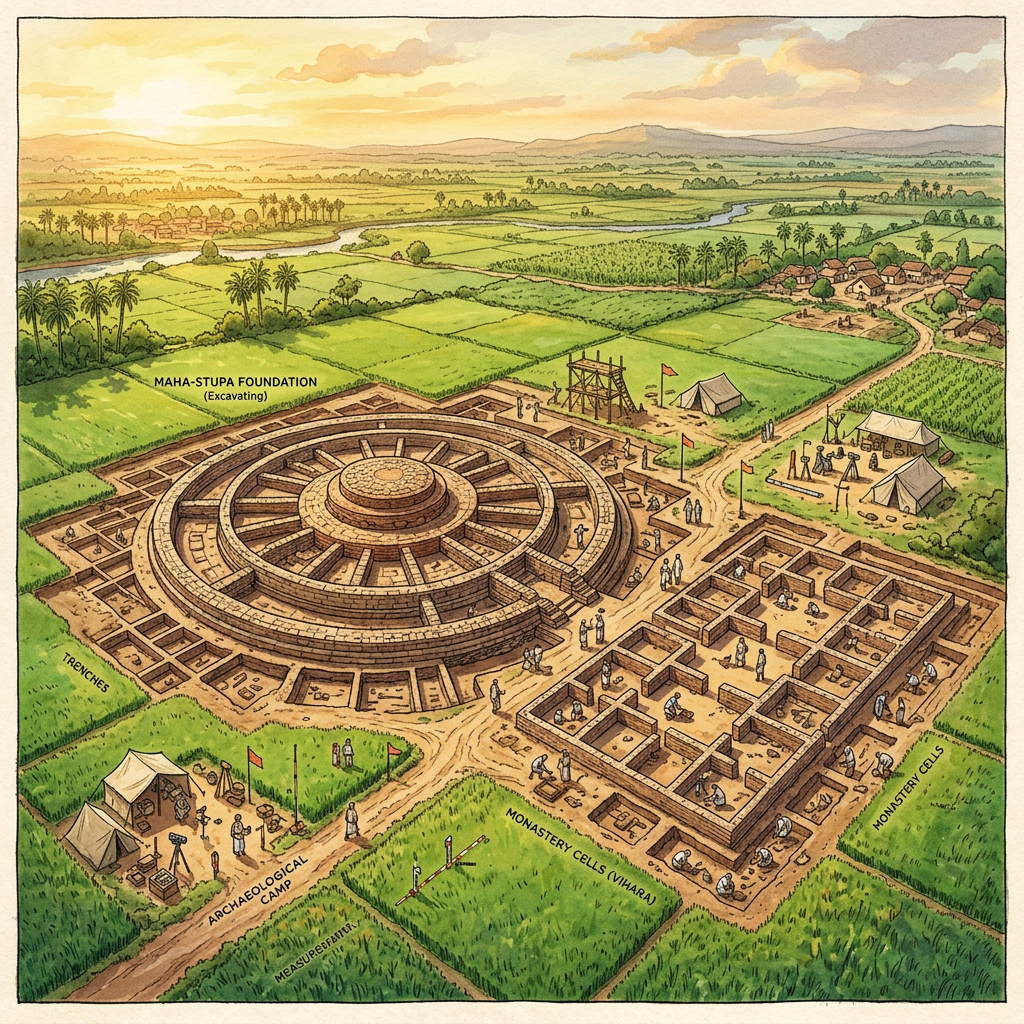 Massive 3rd-Century BCE 'Buddhist Vihara' and Stupa Complex Identified in Andhra Pradesh’s Srikakulam District